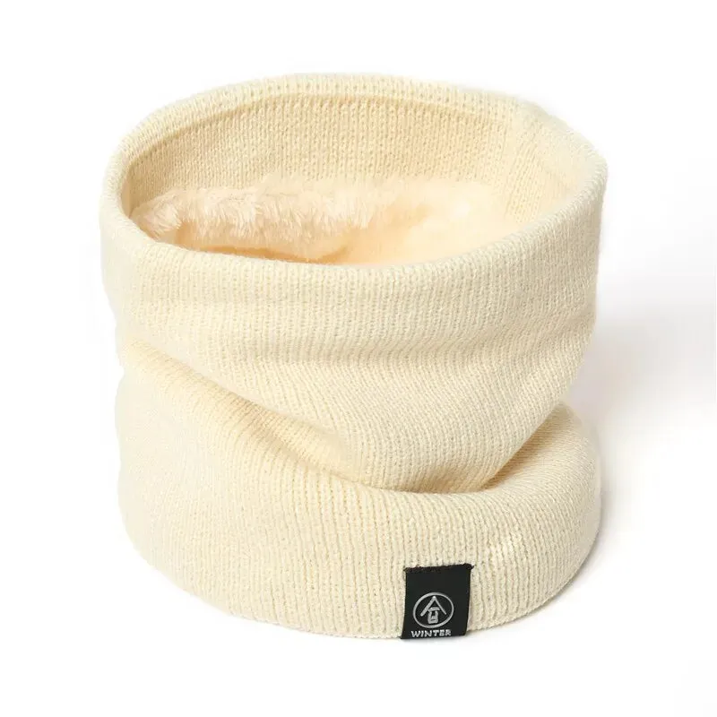 Cozy Knitted Ring Scarf for Women and Men Winter Warmth with Plush Full Mask