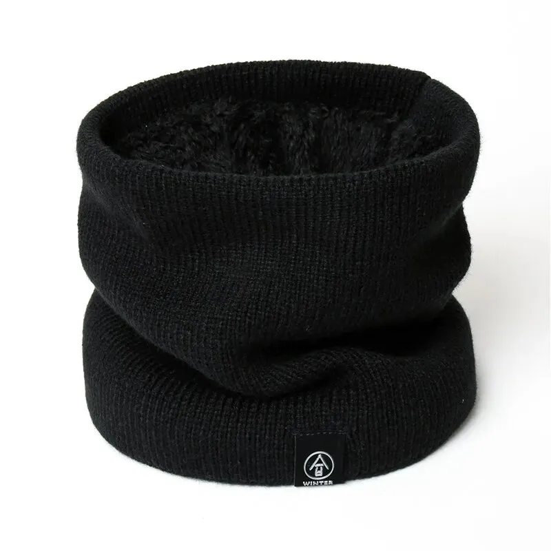 Cozy Knitted Ring Scarf for Women and Men Winter Warmth with Plush Full Mask