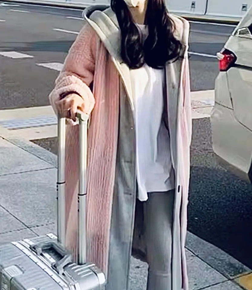 Cozy Oversized Faked Two Piece Hooded Coat with Fleece Lining