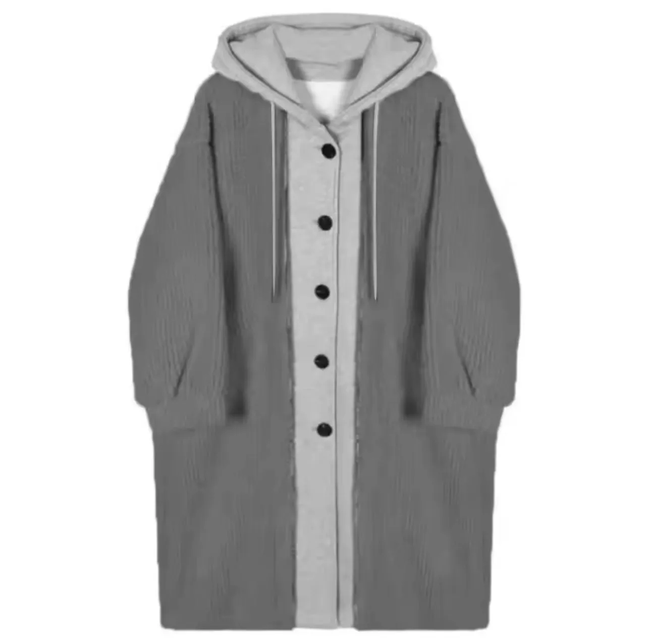 Cozy Oversized Faked Two Piece Hooded Coat with Fleece Lining