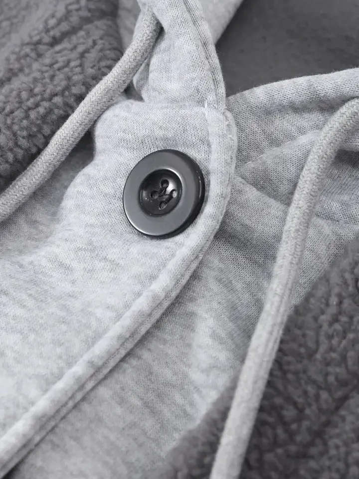 Cozy Oversized Faked Two Piece Hooded Coat with Fleece Lining