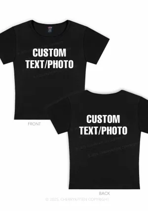 Custom Text Two Sides Y2K Baby Tee Cherrykitten
