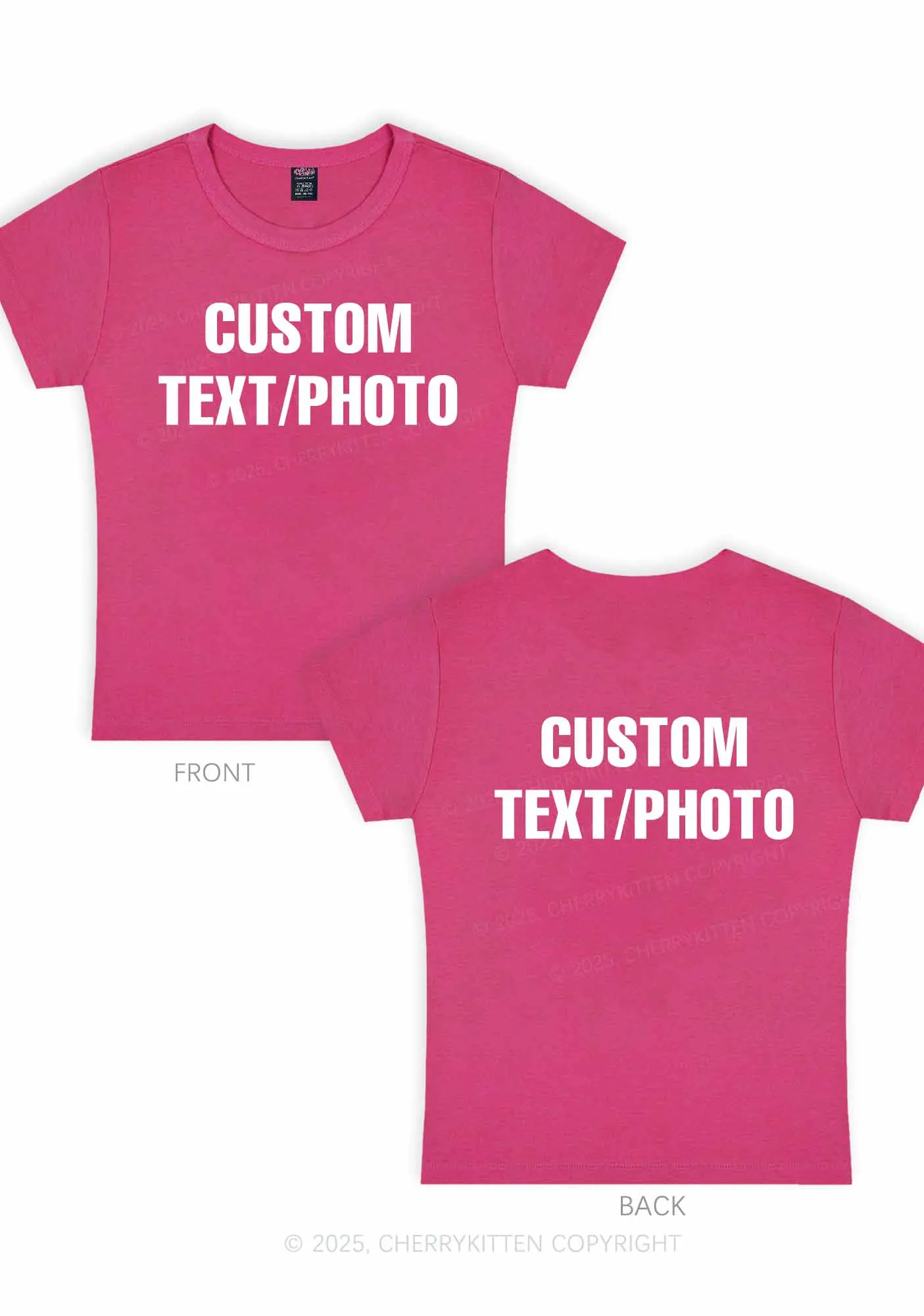 Custom Text Two Sides Y2K Baby Tee Cherrykitten