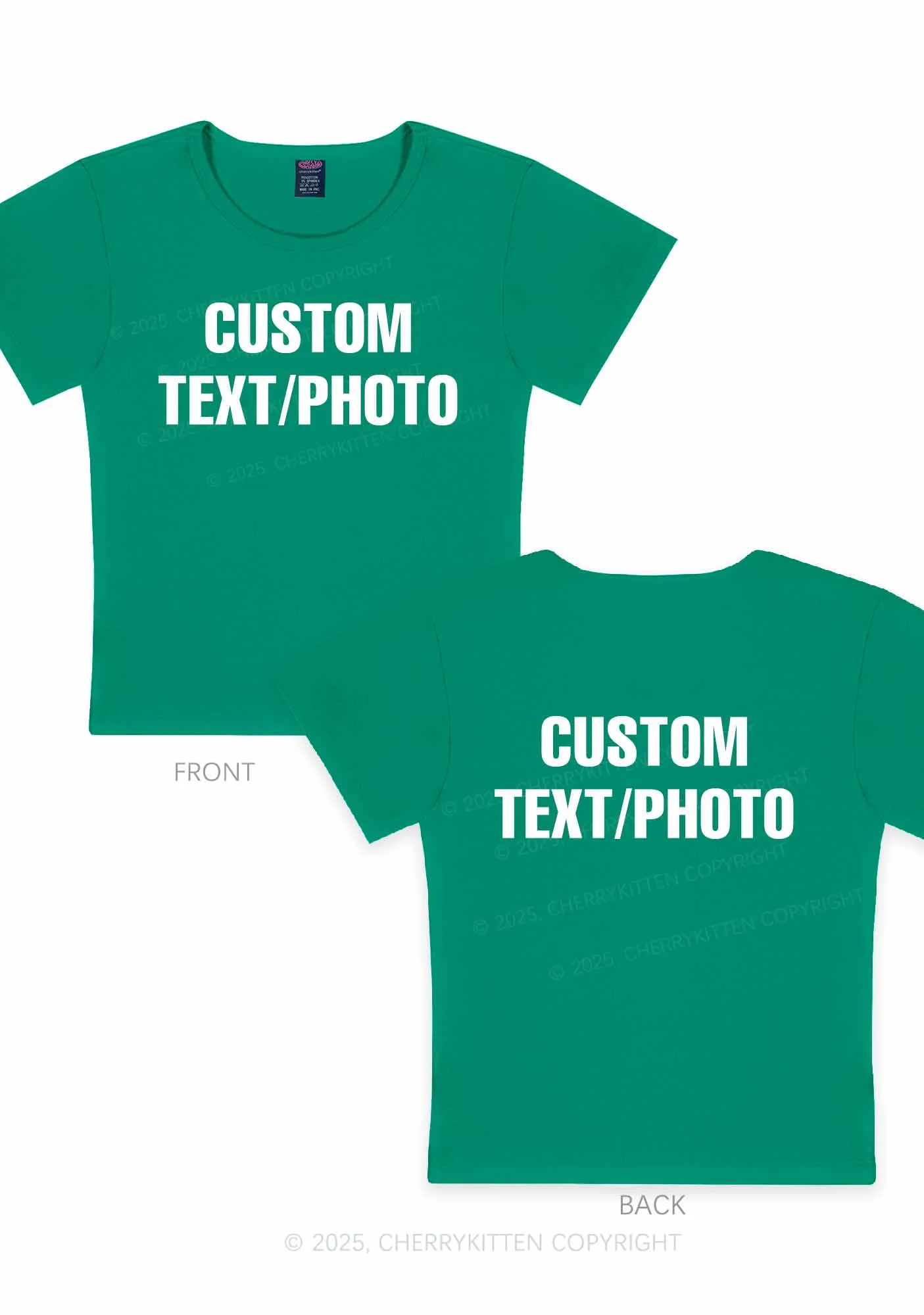 Custom Text Two Sides Y2K Baby Tee Cherrykitten