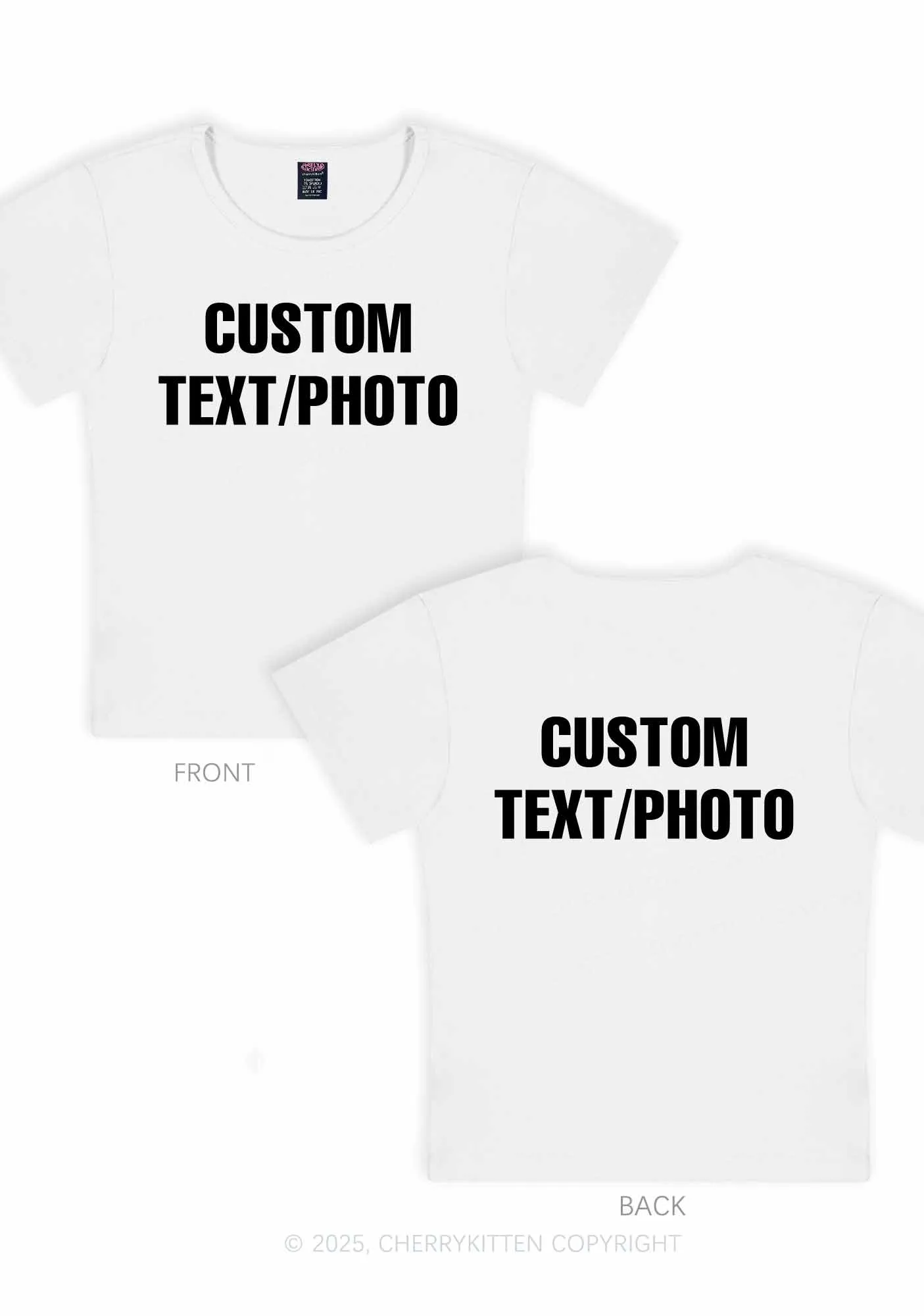 Custom Text Two Sides Y2K Baby Tee Cherrykitten