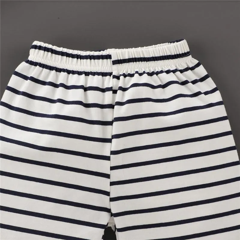 Cute Lion Printed Strip Tee and Shorts Set