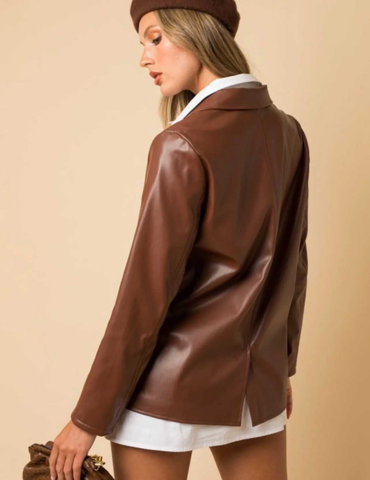 Dad Blazer Faux Leather