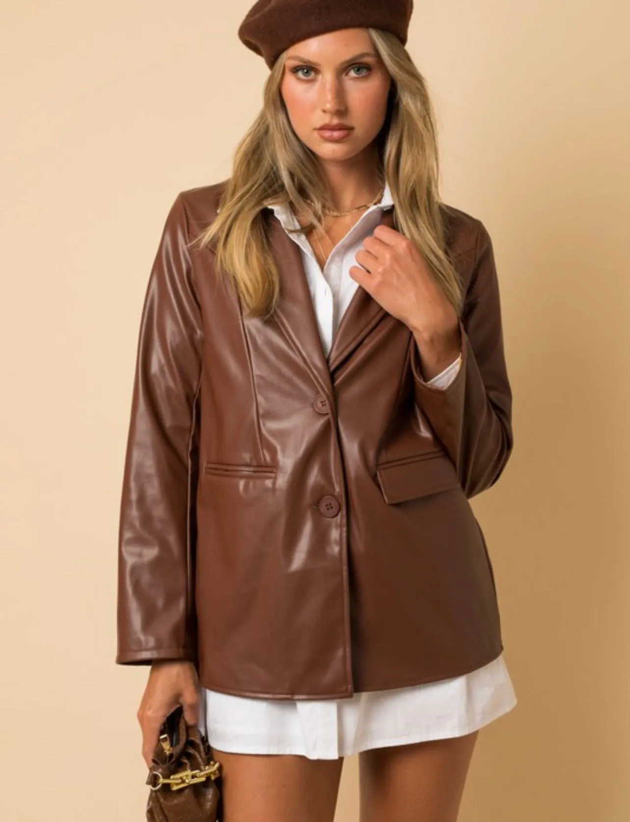 Dad Blazer Faux Leather