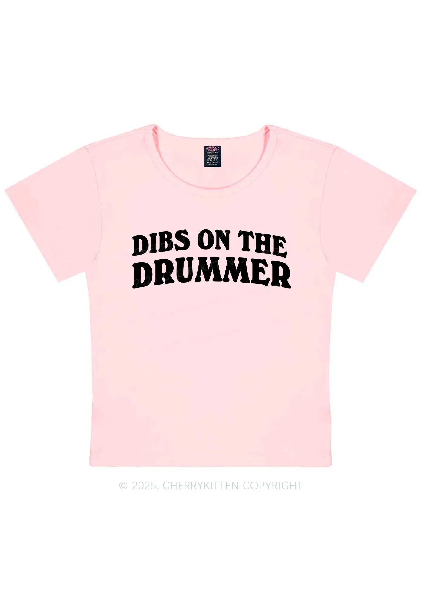 Dibs On The Drummer Y2K Baby Tee Cherrykitten