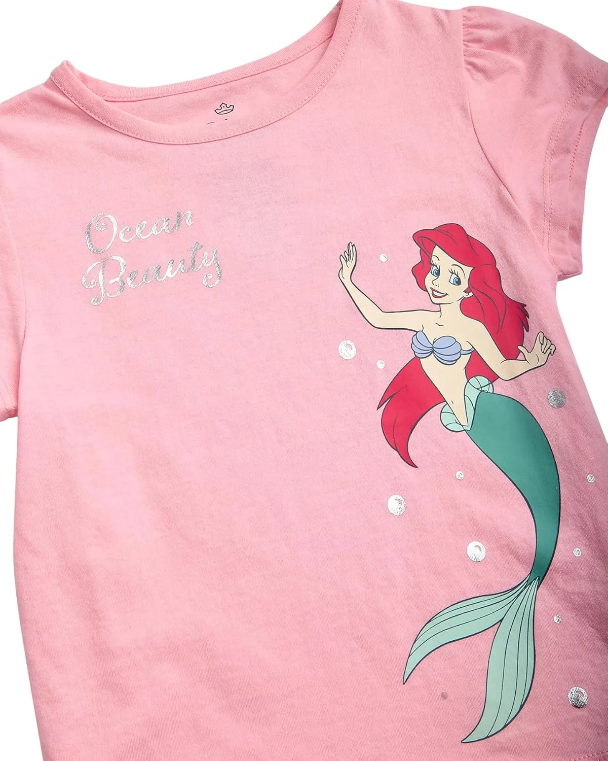 Disney Princess Ariel Rapunzel Belle Cinderella Minnie Mouse Girls Shirts - 4 Pack Girls T Shirts for Toddler & Little Girls