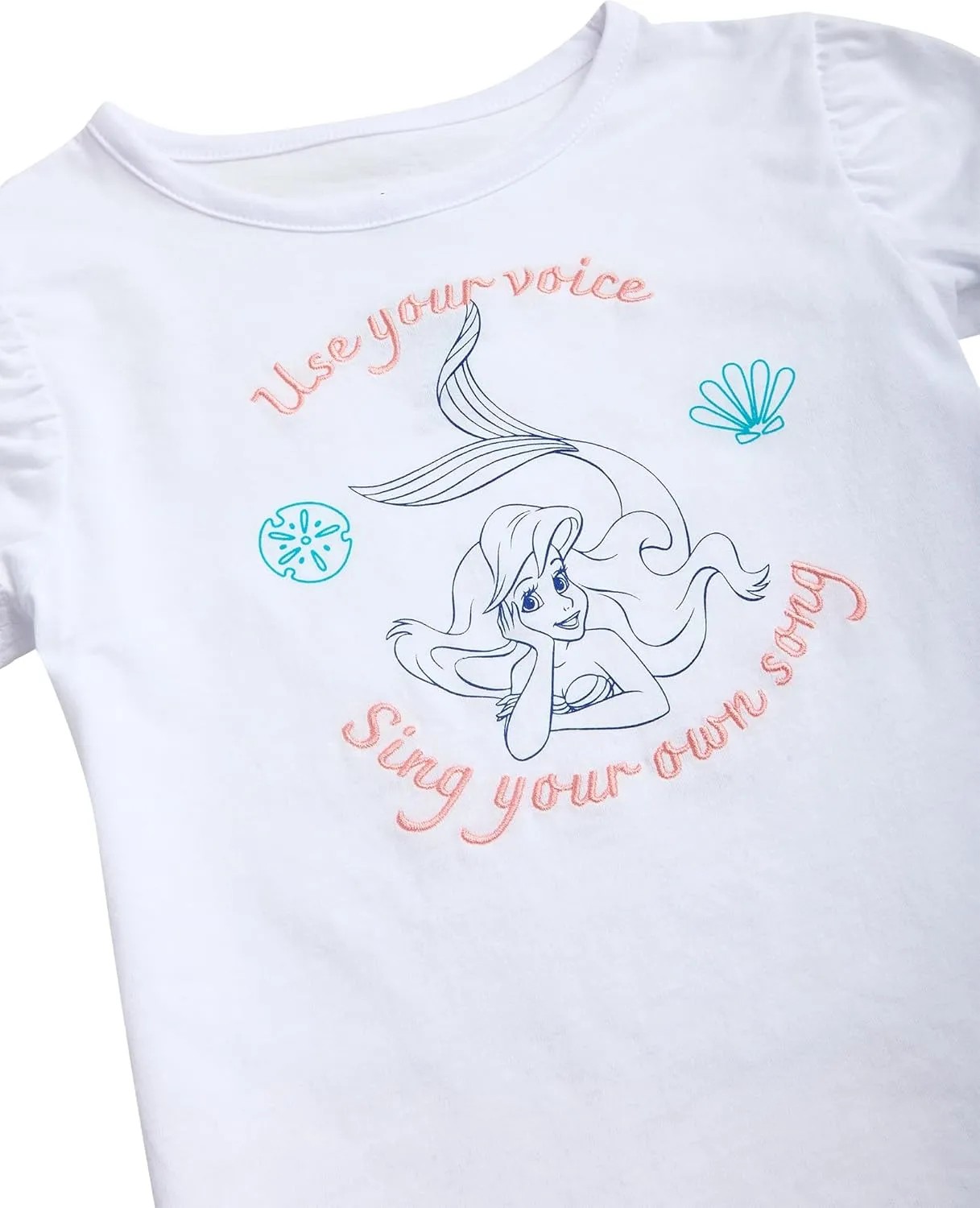 Disney Princess Ariel Rapunzel Belle Cinderella Minnie Mouse Girls Shirts - 4 Pack Girls T Shirts for Toddler & Little Girls
