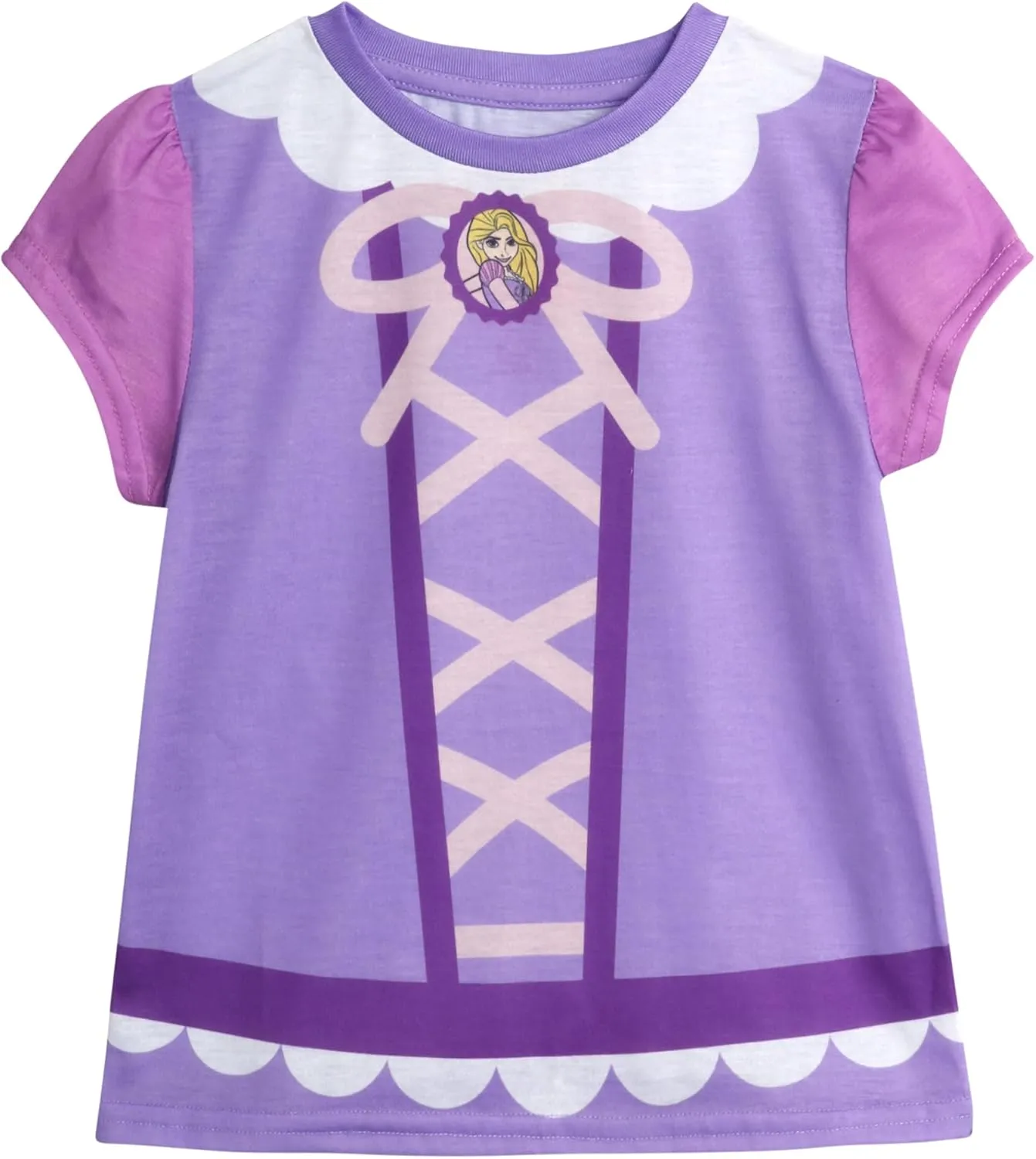 Disney Princess Ariel Rapunzel Belle Cinderella Minnie Mouse Girls Shirts - 4 Pack Girls T Shirts for Toddler & Little Girls
