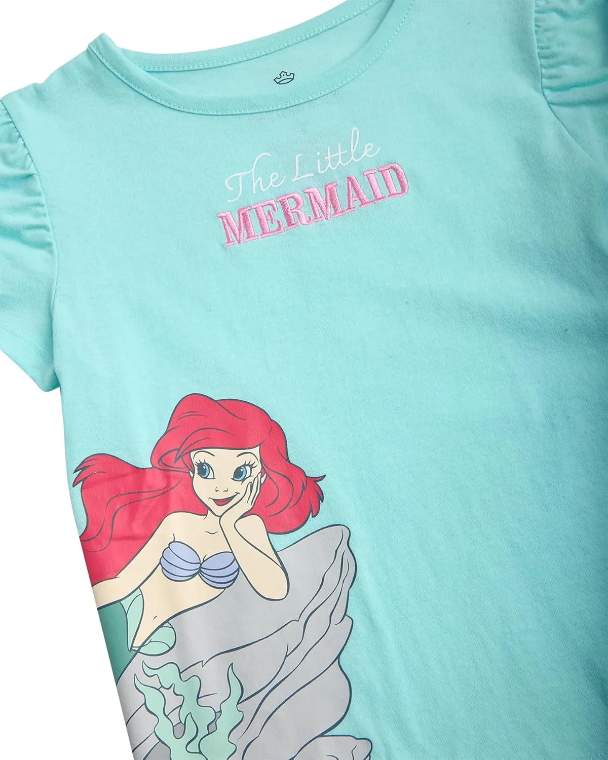 Disney Princess Ariel Rapunzel Belle Cinderella Minnie Mouse Girls Shirts - 4 Pack Girls T Shirts for Toddler & Little Girls
