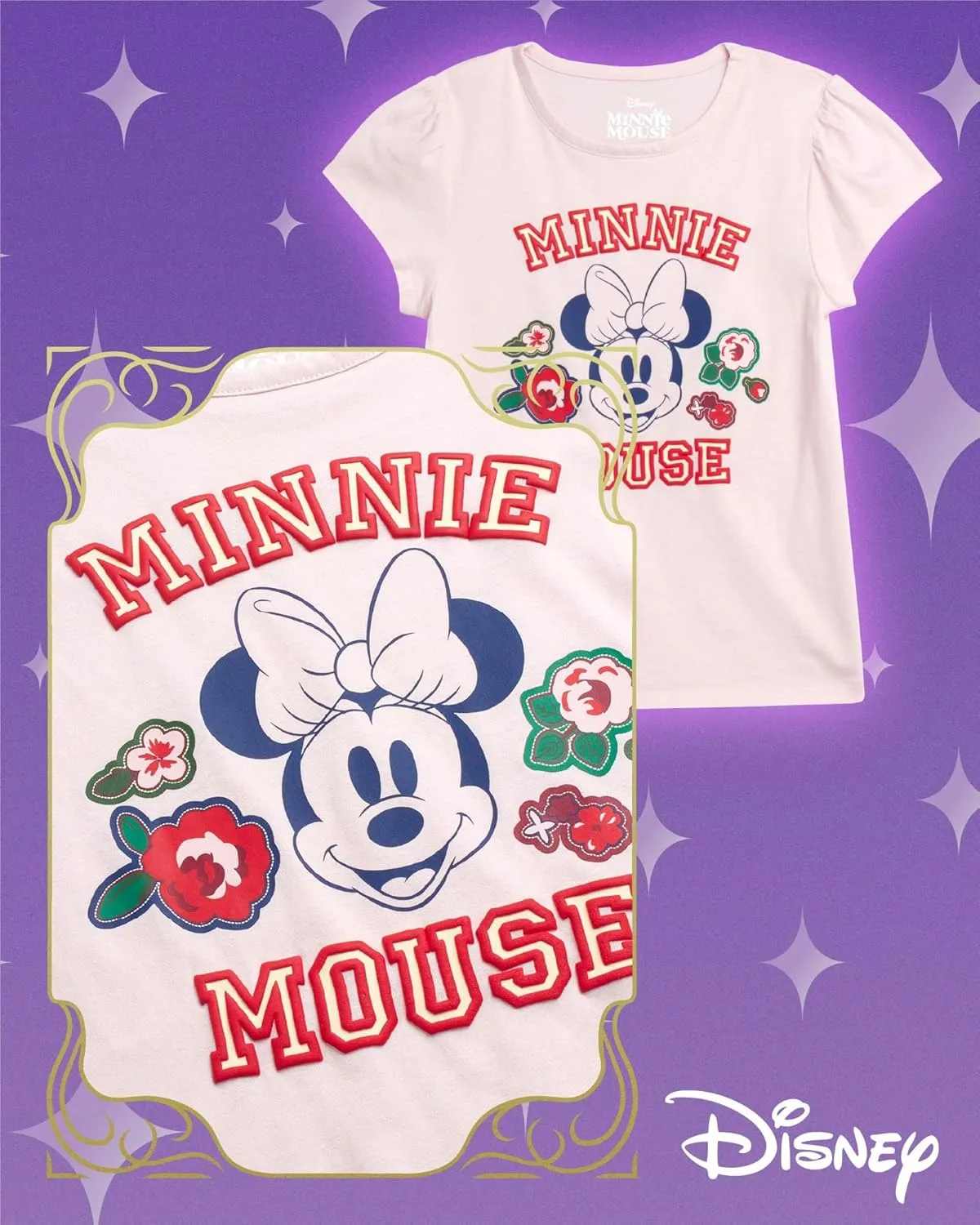 Disney Princess Ariel Rapunzel Belle Cinderella Minnie Mouse Girls Shirts - 4 Pack Girls T Shirts for Toddler & Little Girls