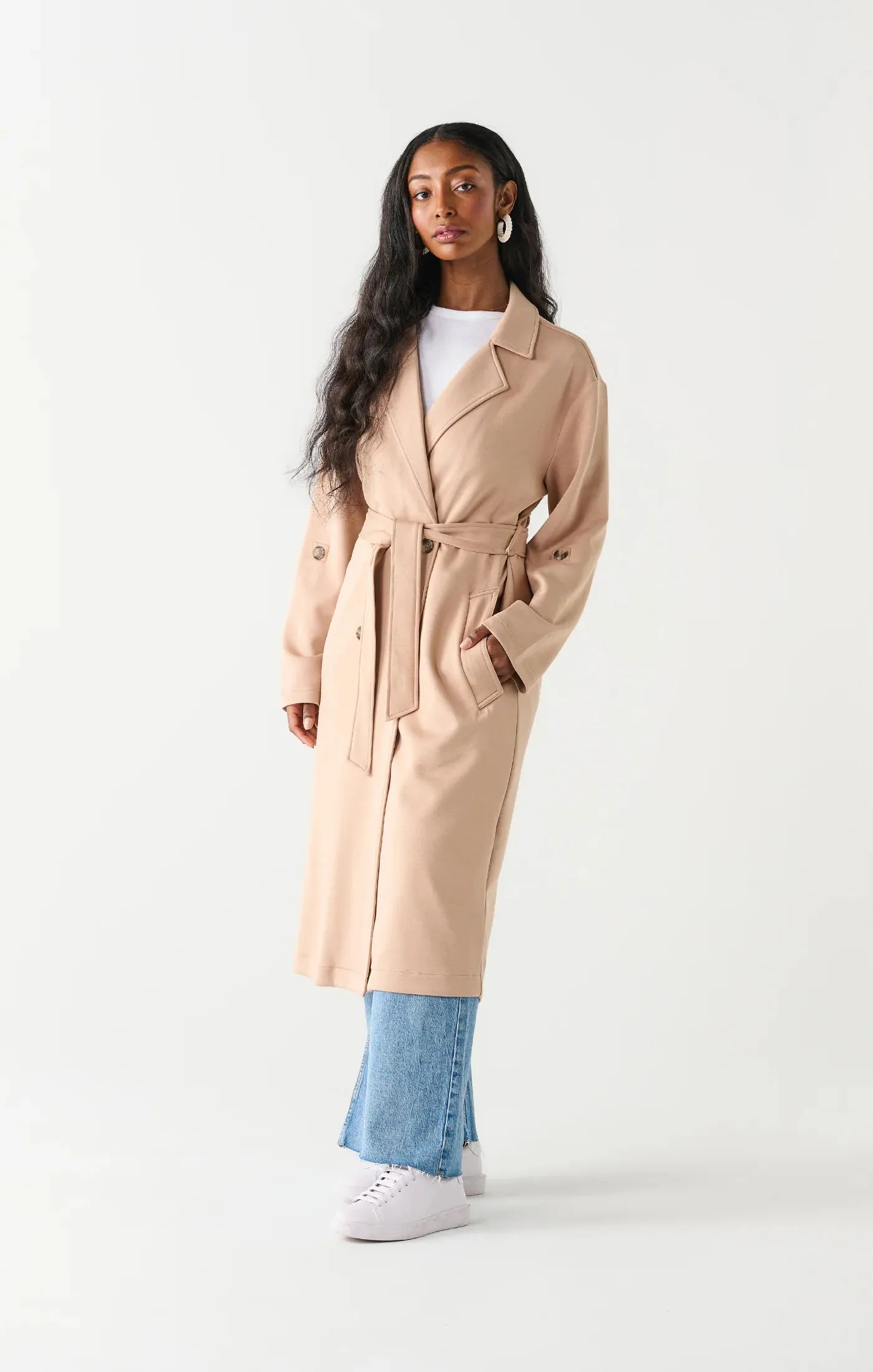 DOUBLE BREASTED KNIT TRENCH
