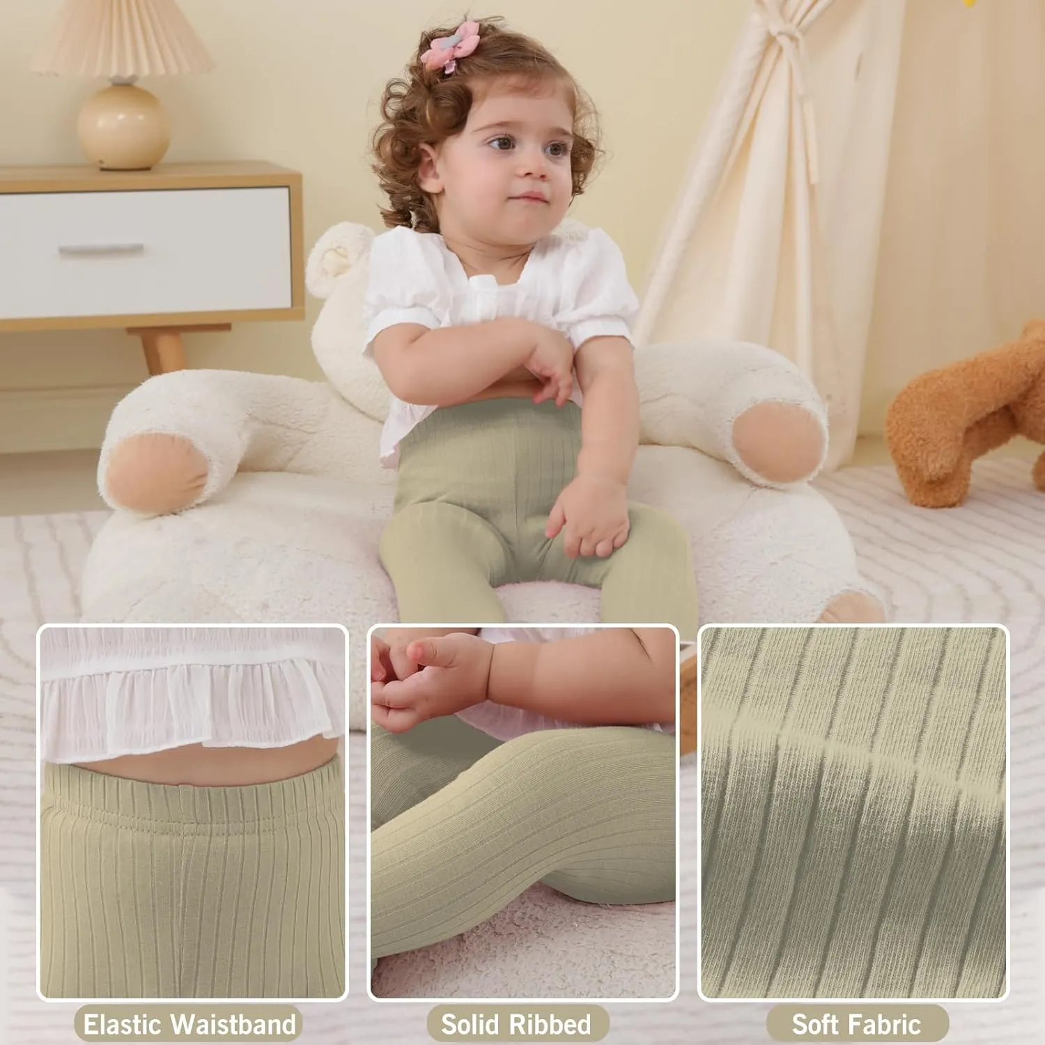 DREAM BUS Baby Girl Boy Pants Toddler Leggings Solid Ribbed Toddler Sweatpants Infant Newborn Leggings Baby Boy Jogger Pants