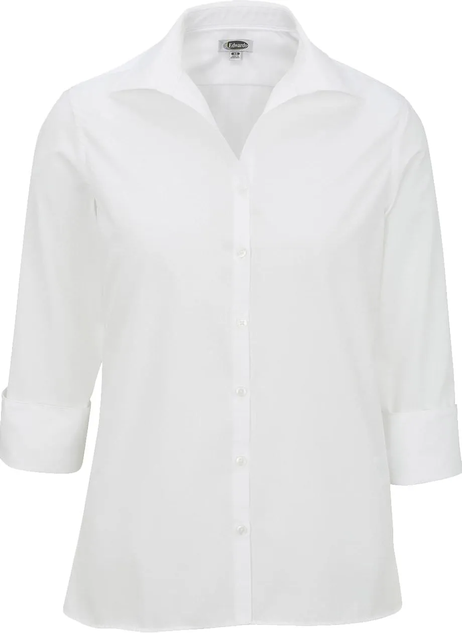 Edwards Ladies Lightweight Open Neck Poplin Blouse