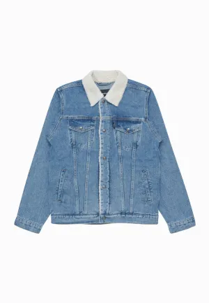 EMPIRE BLUE DENIM TRUCKER SHERPA JACKET
