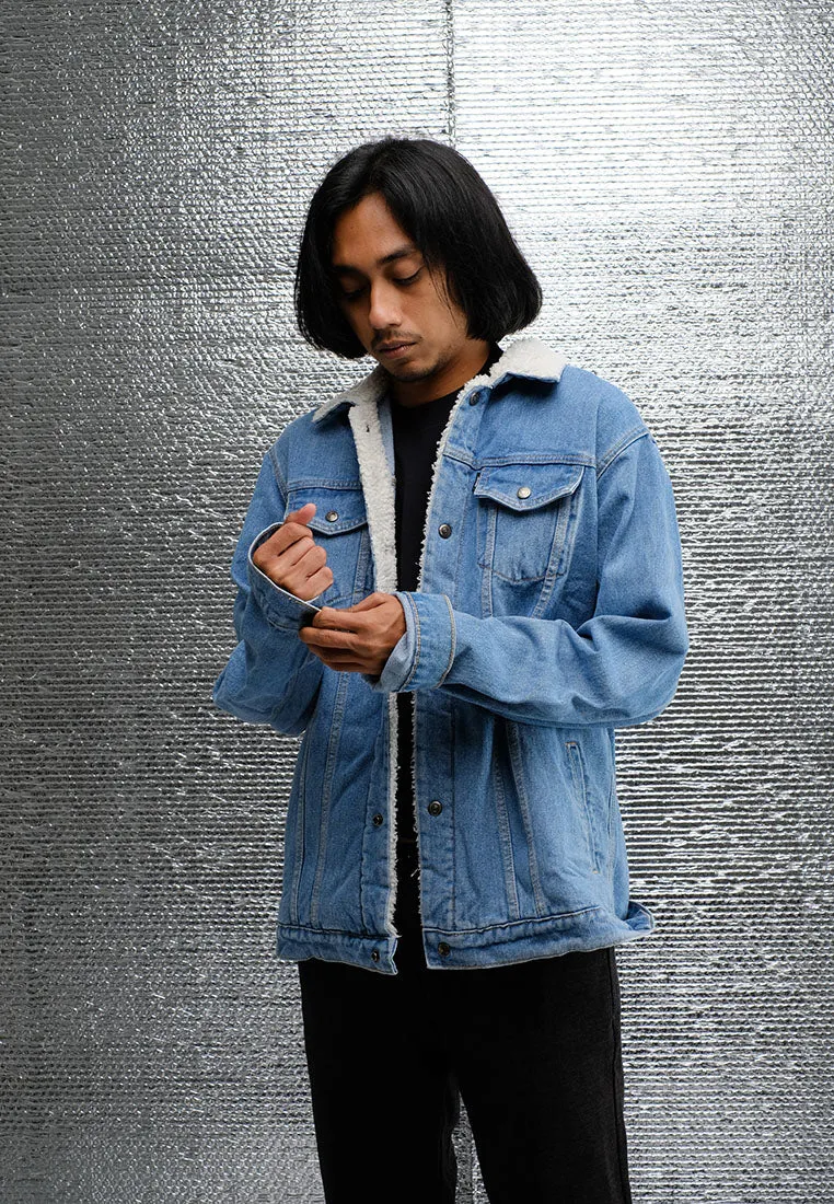 EMPIRE BLUE DENIM TRUCKER SHERPA JACKET