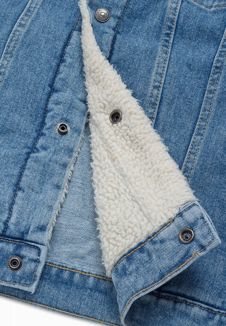 EMPIRE BLUE DENIM TRUCKER SHERPA JACKET