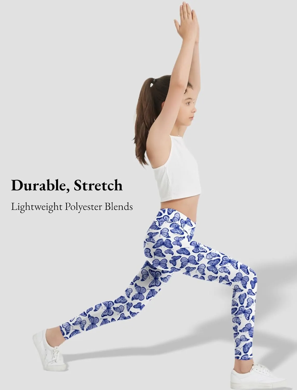 EXARUS Girls Leggings Skinny/Flare Yoga Pants Lightweight Flat/Crossover Waist Multipack Dance High Waisted Soft 6-14Y