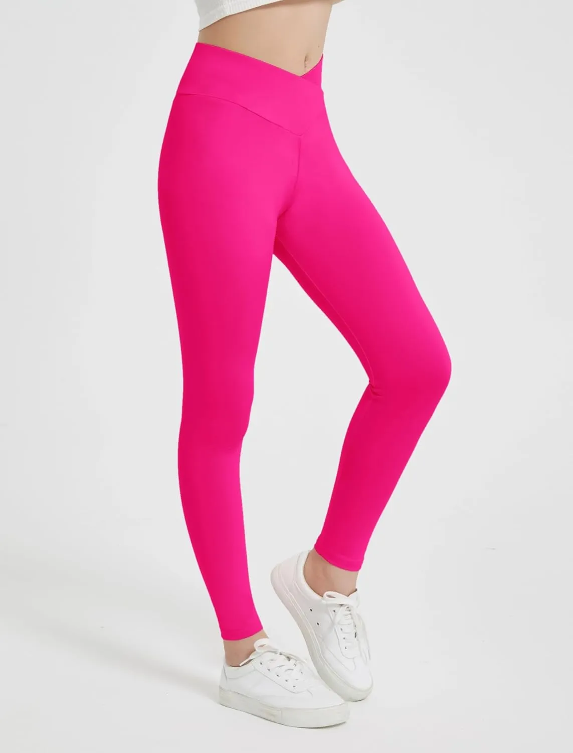 EXARUS Girls Leggings Skinny/Flare Yoga Pants Lightweight Flat/Crossover Waist Multipack Dance High Waisted Soft 6-14Y