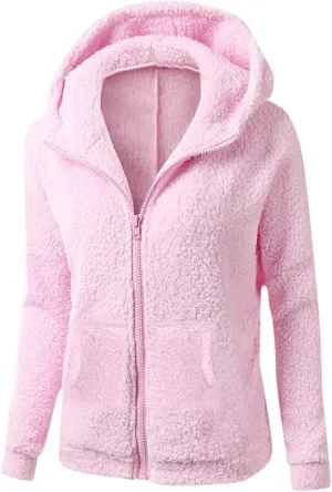 Fleece Jacket Women Plus Size Sherpa Jacket Warm Fuzzy Zip Up Hoodie Comfy Winter Coats Oversized Outerwear