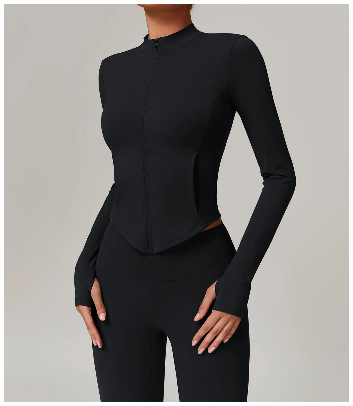 Fleece-Lined Stand Collar Yoga Jacket