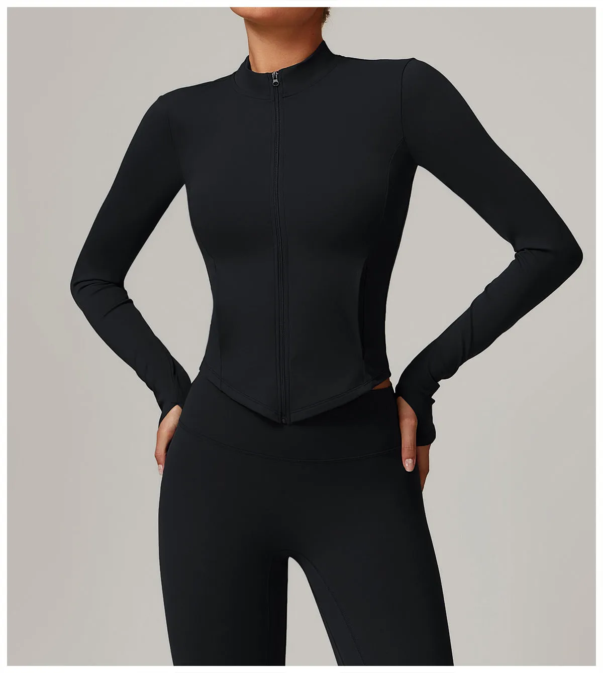 Fleece-Lined Stand Collar Yoga Jacket