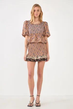 Floral Multi Color Mini Skirt