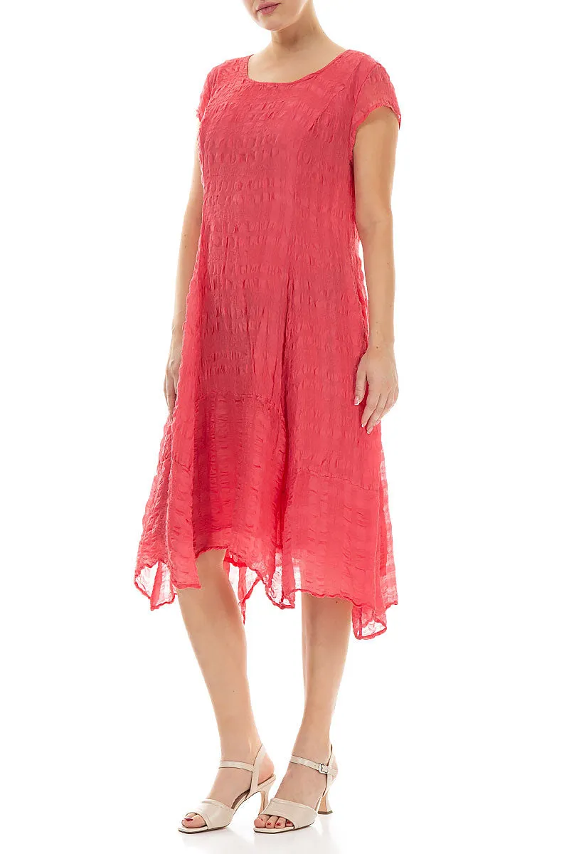 Flowy Midi Raspberry Textured Silk Dress