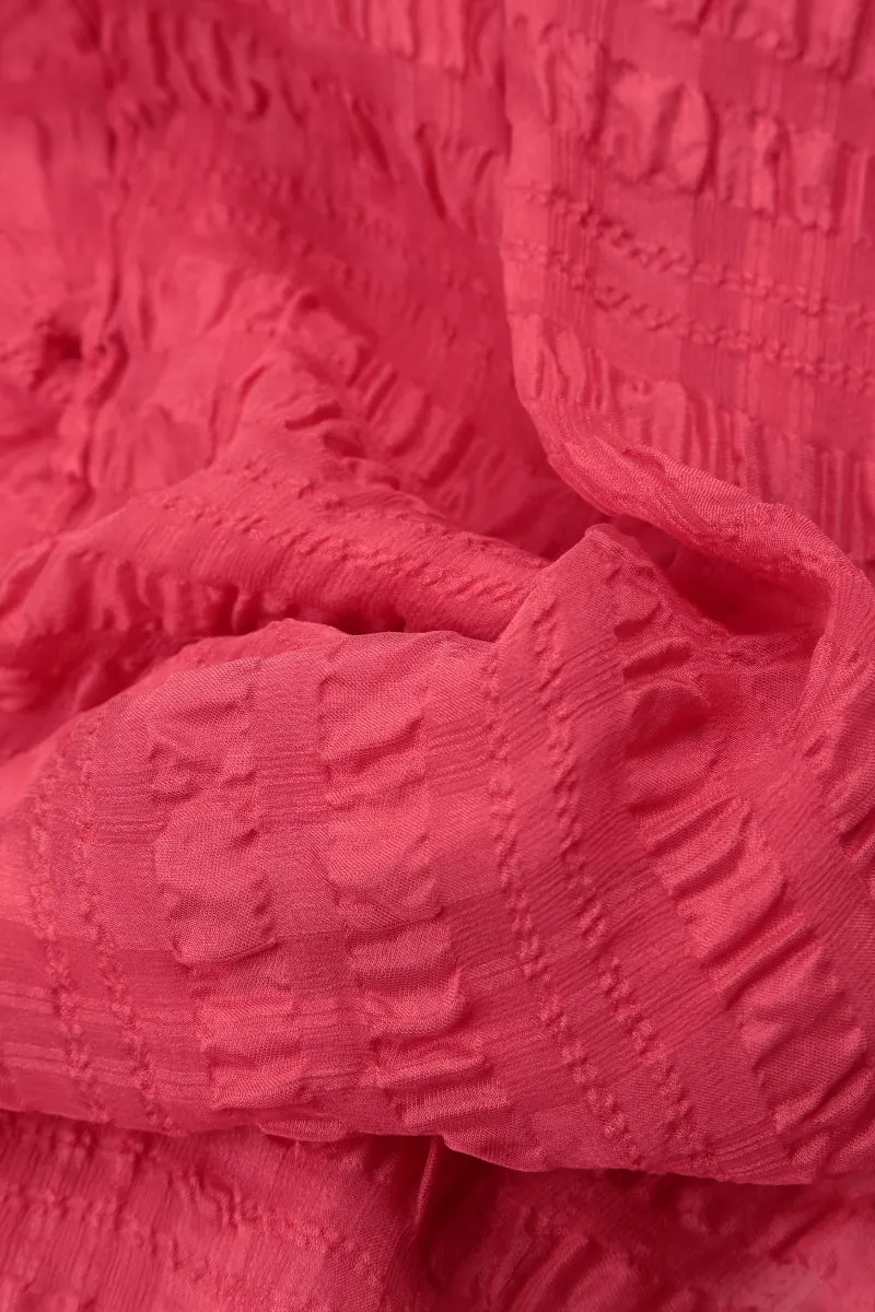 Flowy Midi Raspberry Textured Silk Dress