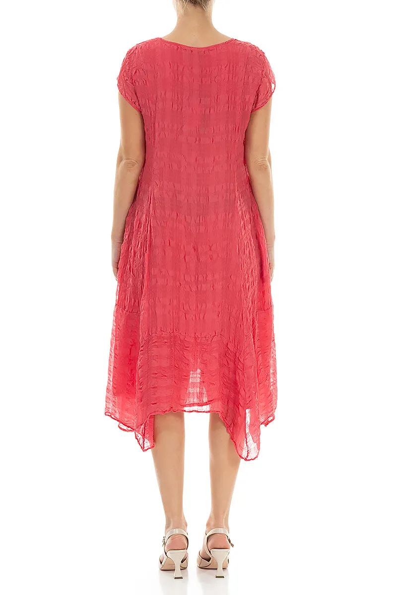 Flowy Midi Raspberry Textured Silk Dress