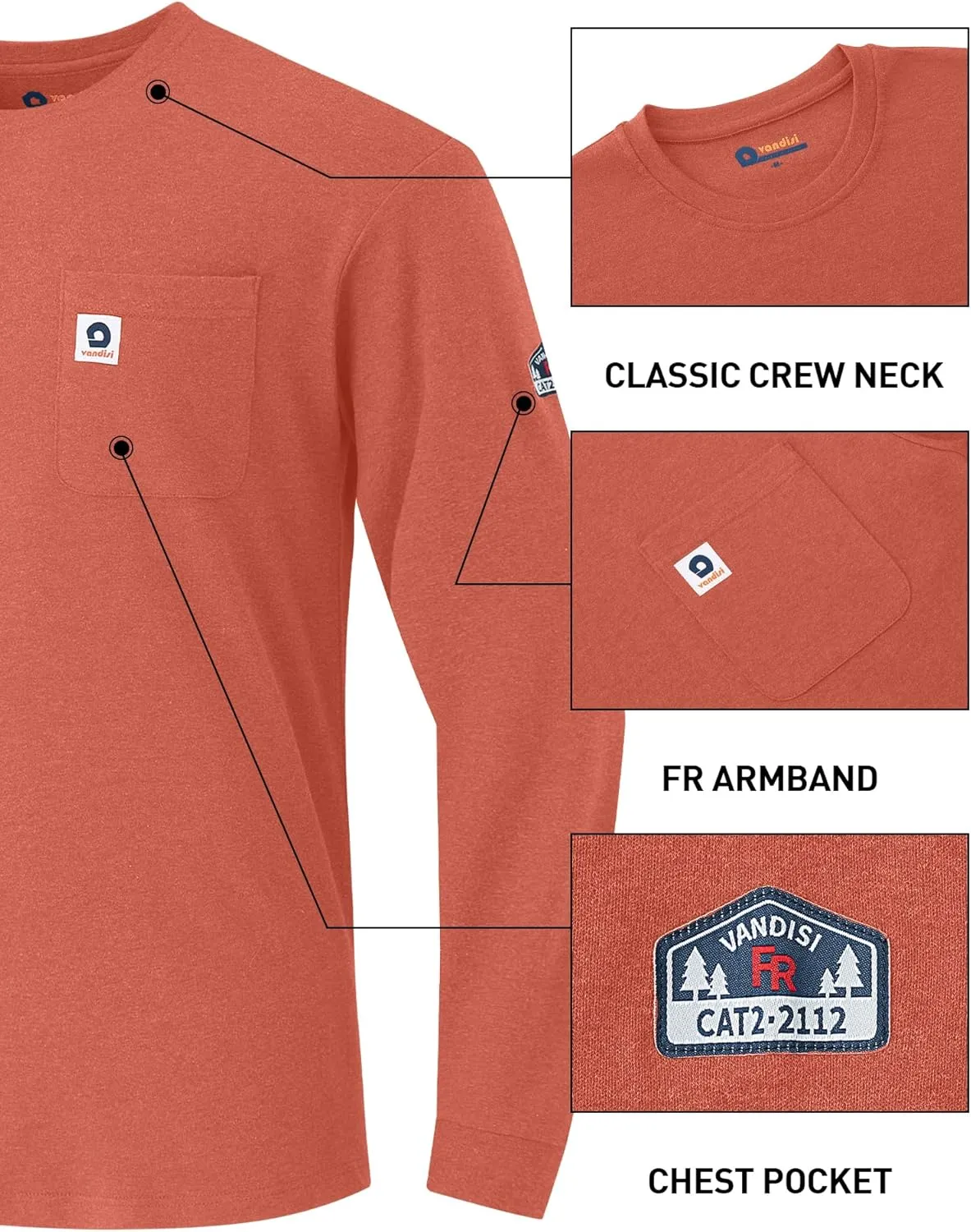 FR Shirts for Men 100% Cotton 5.5oz Lightweight NFPA2112/CAT2 Flame Resistant Shirts for Men Long Sleeve