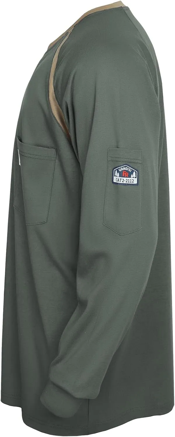 FR Shirts for Men 100% Cotton 5.5oz Lightweight NFPA2112/CAT2 Flame Resistant Shirts for Men Long Sleeve