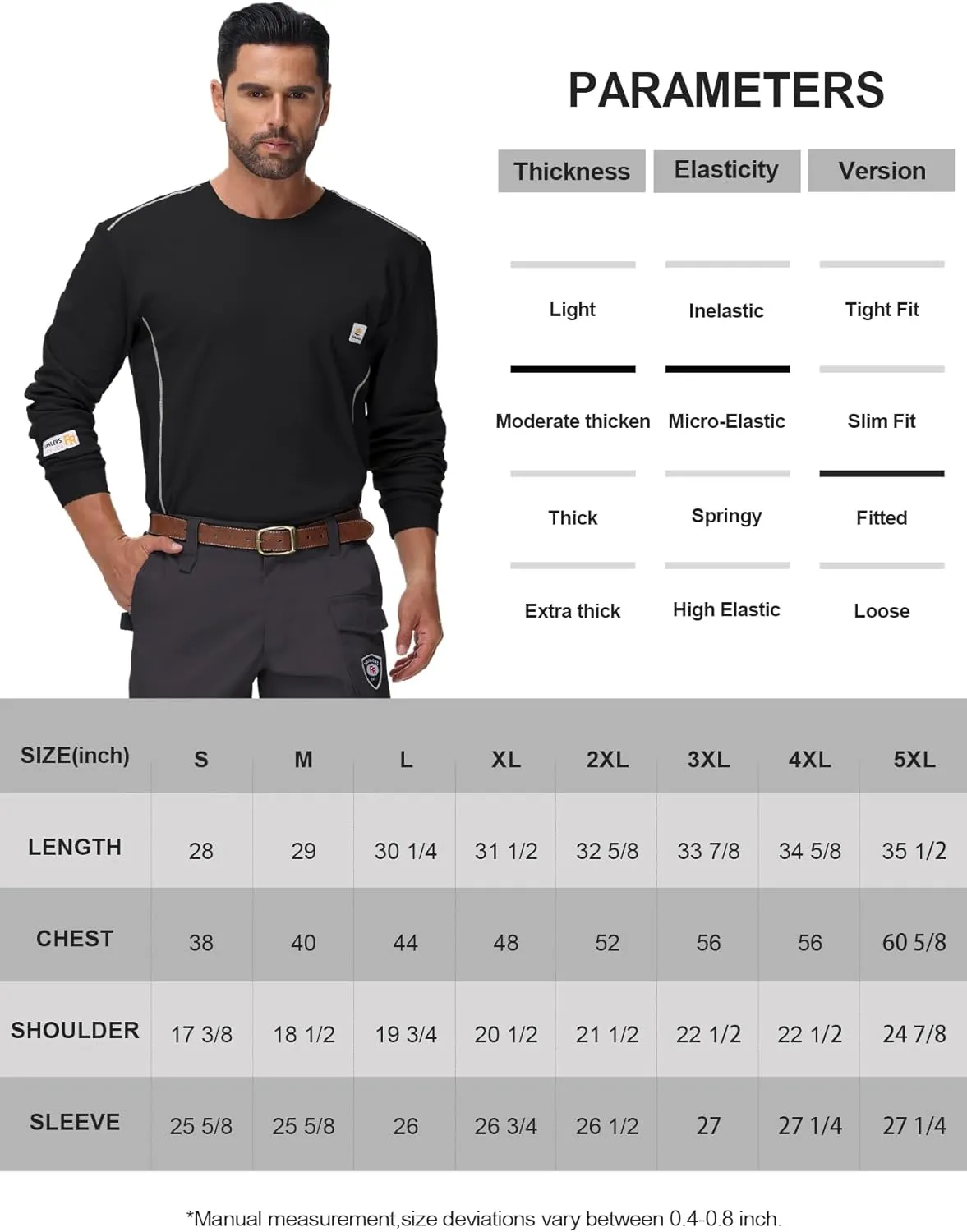 FR Shirts for Men CAT2/HRC2 6.5oz Lightweight Fire Resistant Shirts for Men Long Sleeve Crewneck T-Shirt