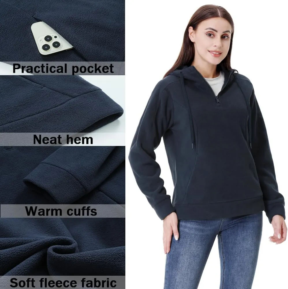 GIMECEN Women's Polar Fleece Hoodies Quarter Zip Sweatshirt Long Sleeve Sweaters Casual Pullover Jacket with Pocket