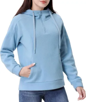 GIMECEN Women's Polar Fleece Hoodies Quarter Zip Sweatshirt Long Sleeve Sweaters Casual Pullover Jacket with Pocket