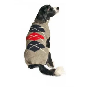 GRAY ARGYLE DOG SWEATER