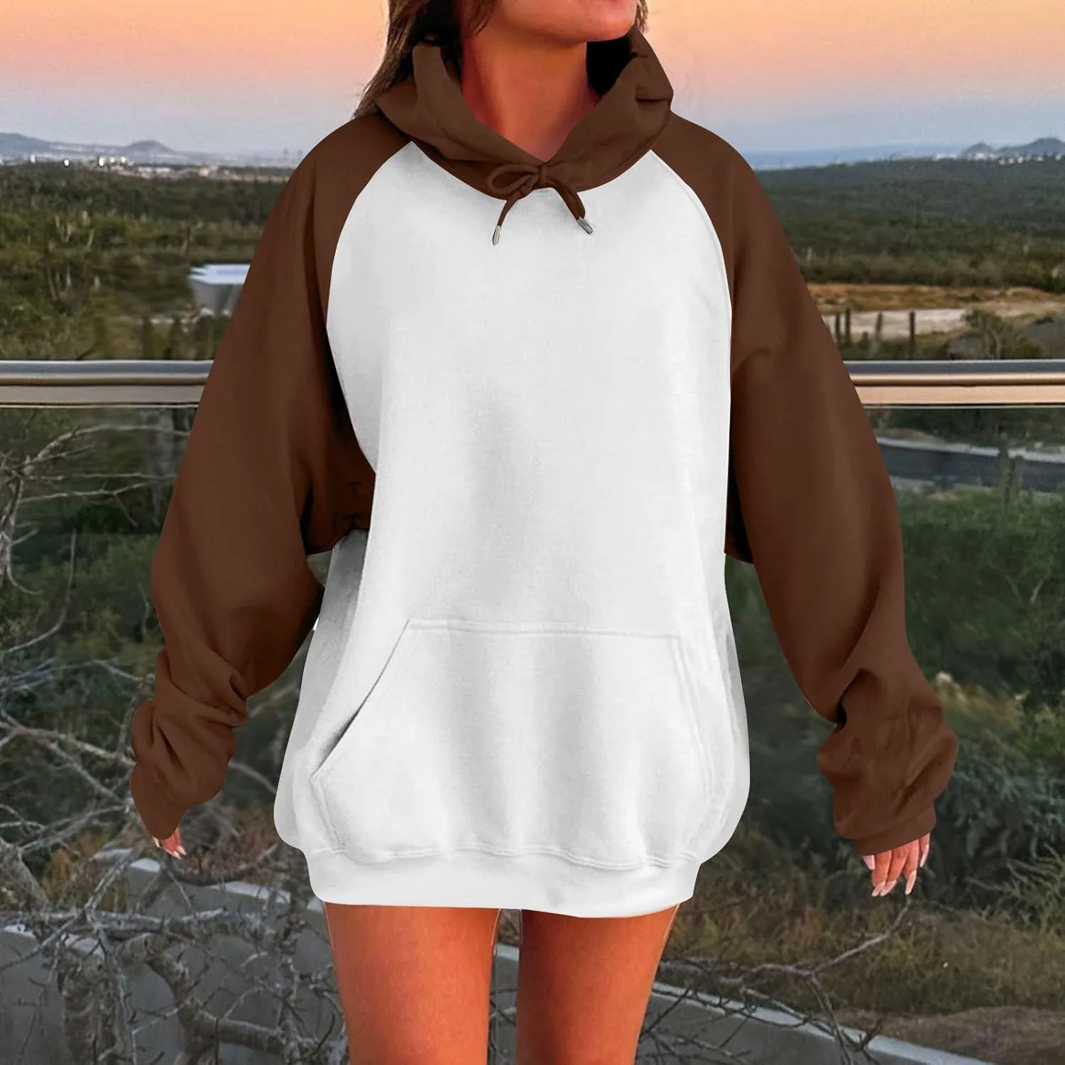Gumipy Oversized Hoodies for Women Trendy Fleece Color Block Womens Sweatshirt Hoodies Plus Size Winter Clothes with Pocket