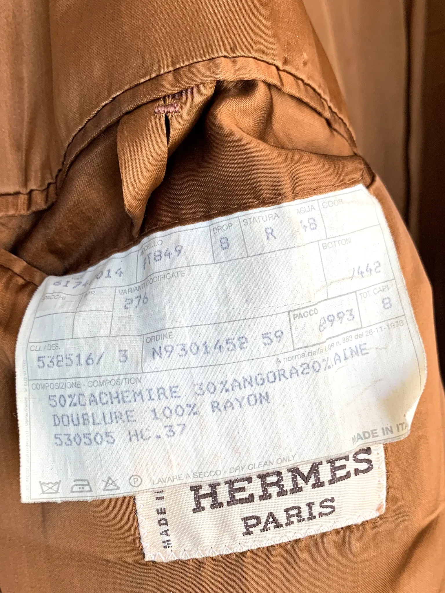 Hermès Nutmeg Cashmere Blend Overcoat