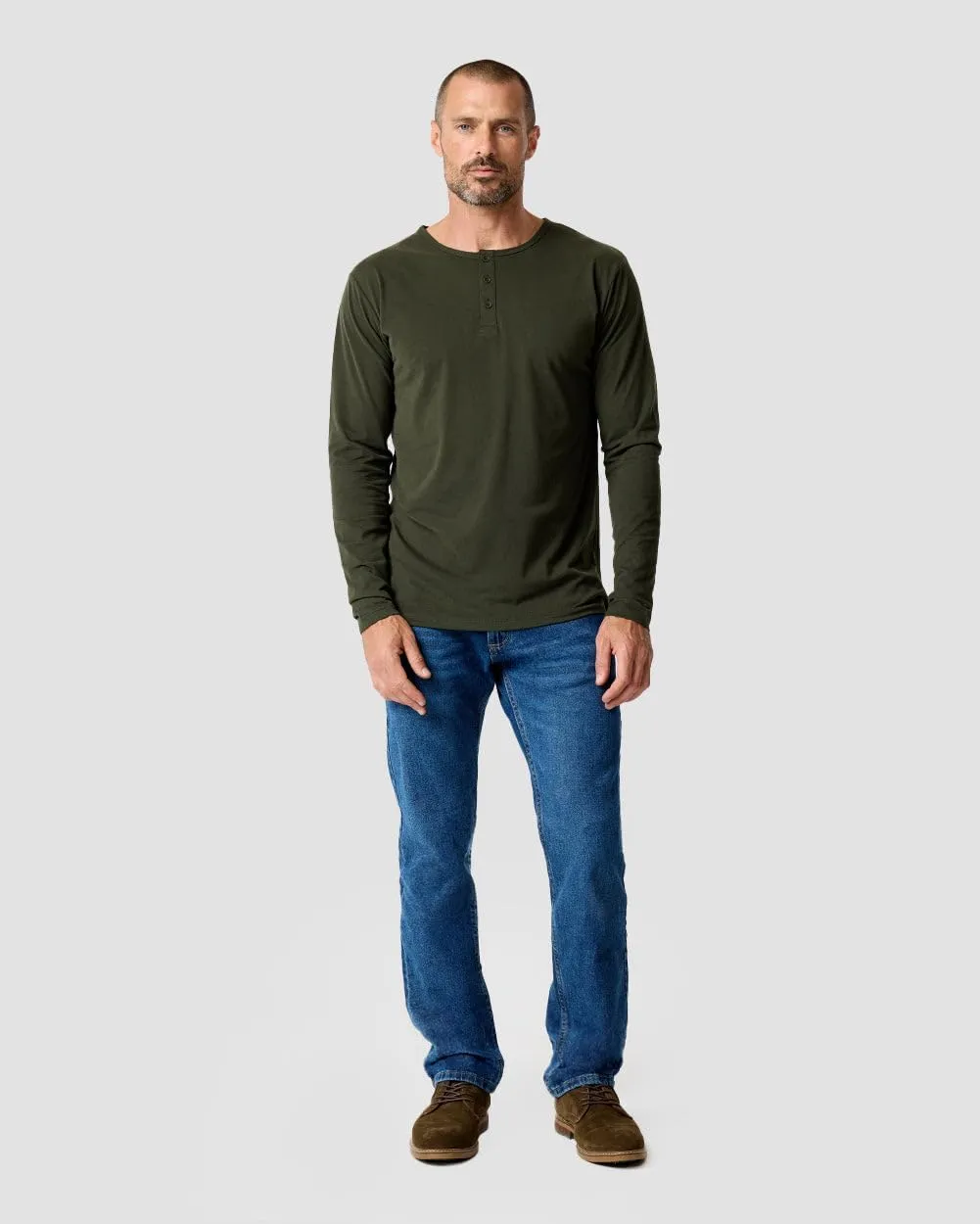 INTO THE AM Long Sleeve Henley Shirts for Men S - 4XL Casual Lightweight Fitted Longsleeve