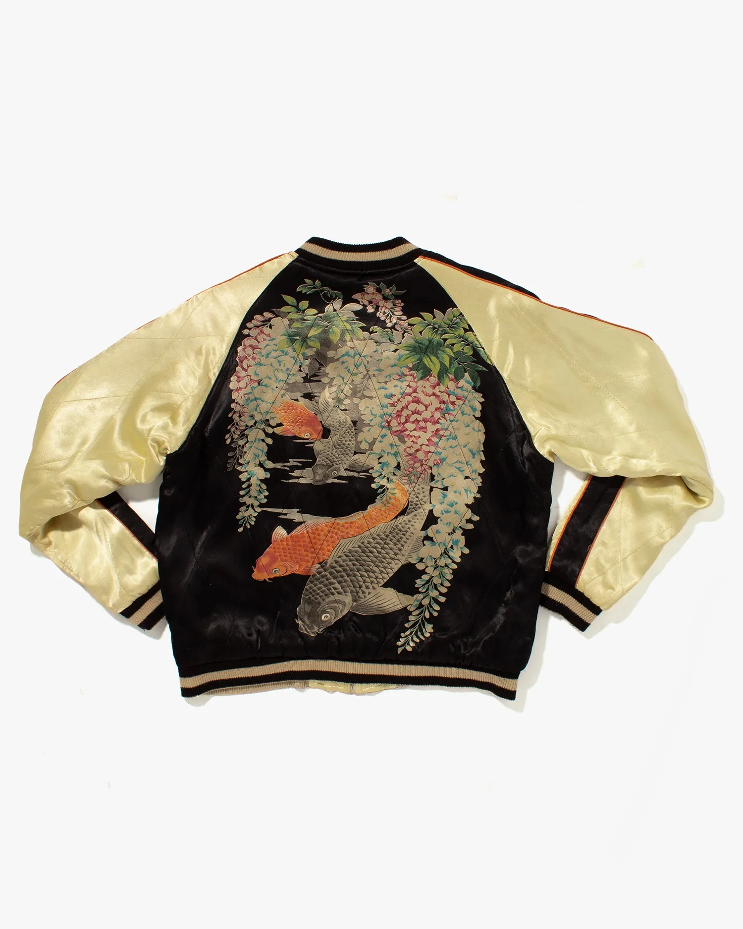 Japanese Repro Souvenir Jacket, Reversible, Gold with Cranes - M