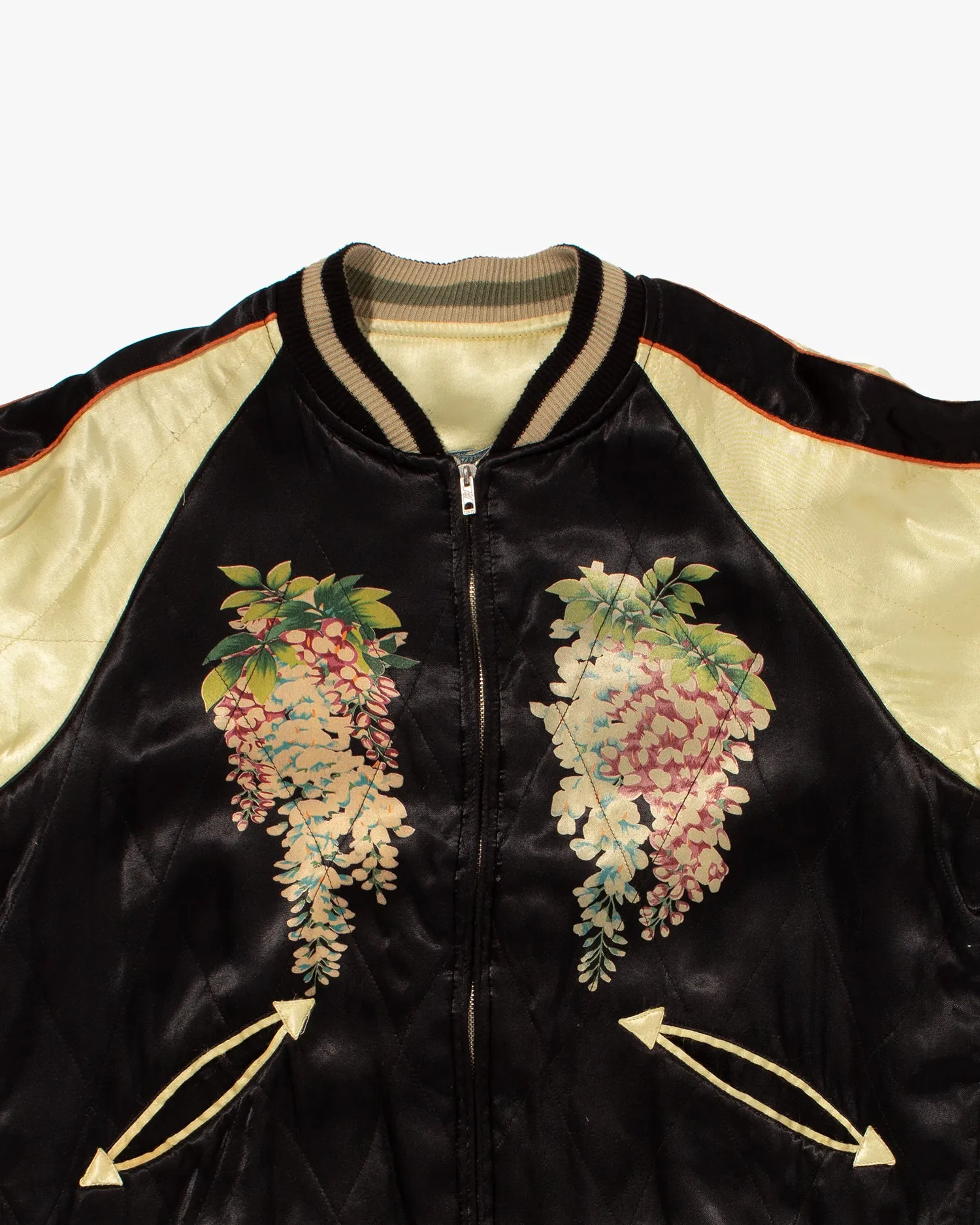 Japanese Repro Souvenir Jacket, Reversible, Gold with Cranes - M