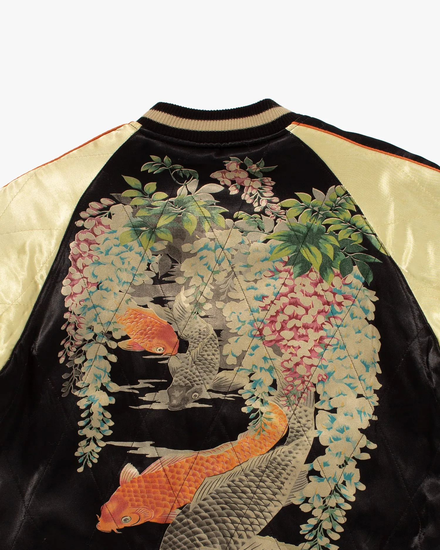 Japanese Repro Souvenir Jacket, Reversible, Gold with Cranes - M