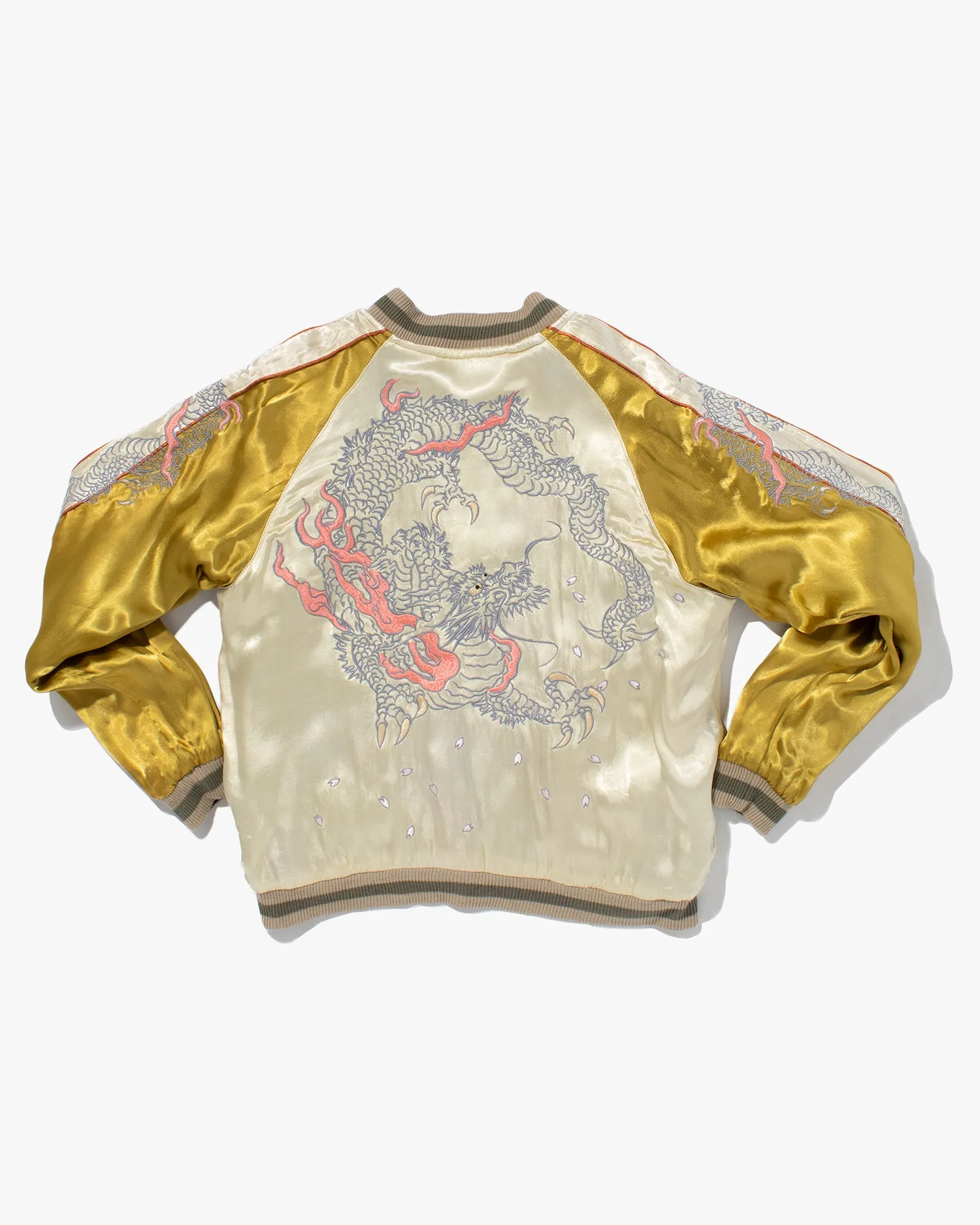 Japanese Repro Souvenir Jacket, Reversible, Gold with Dragon - M