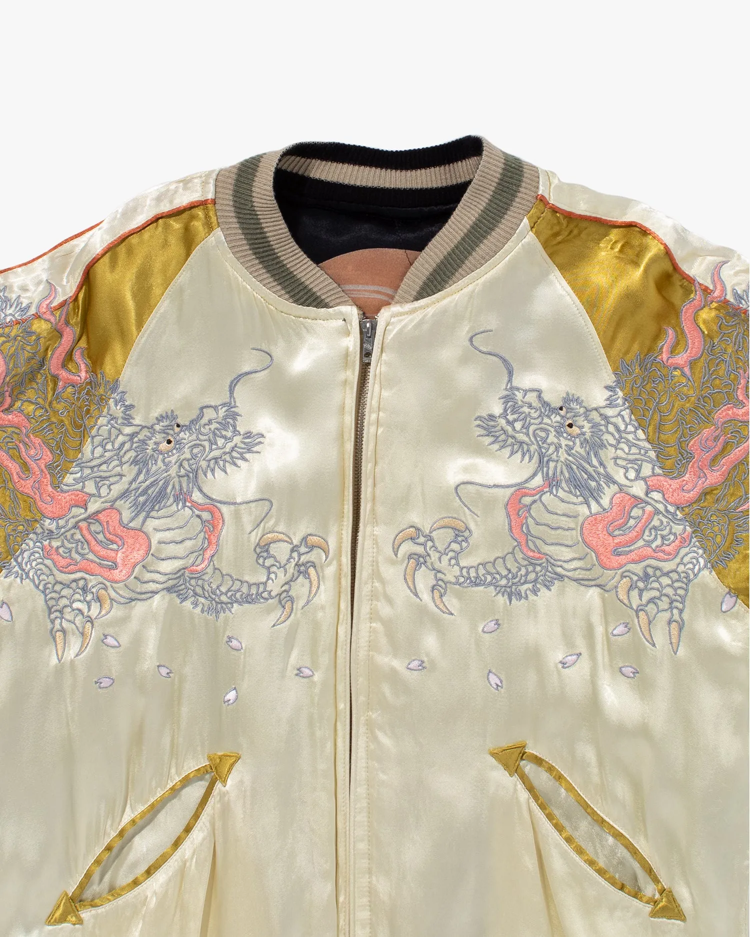 Japanese Repro Souvenir Jacket, Reversible, Gold with Dragon - M