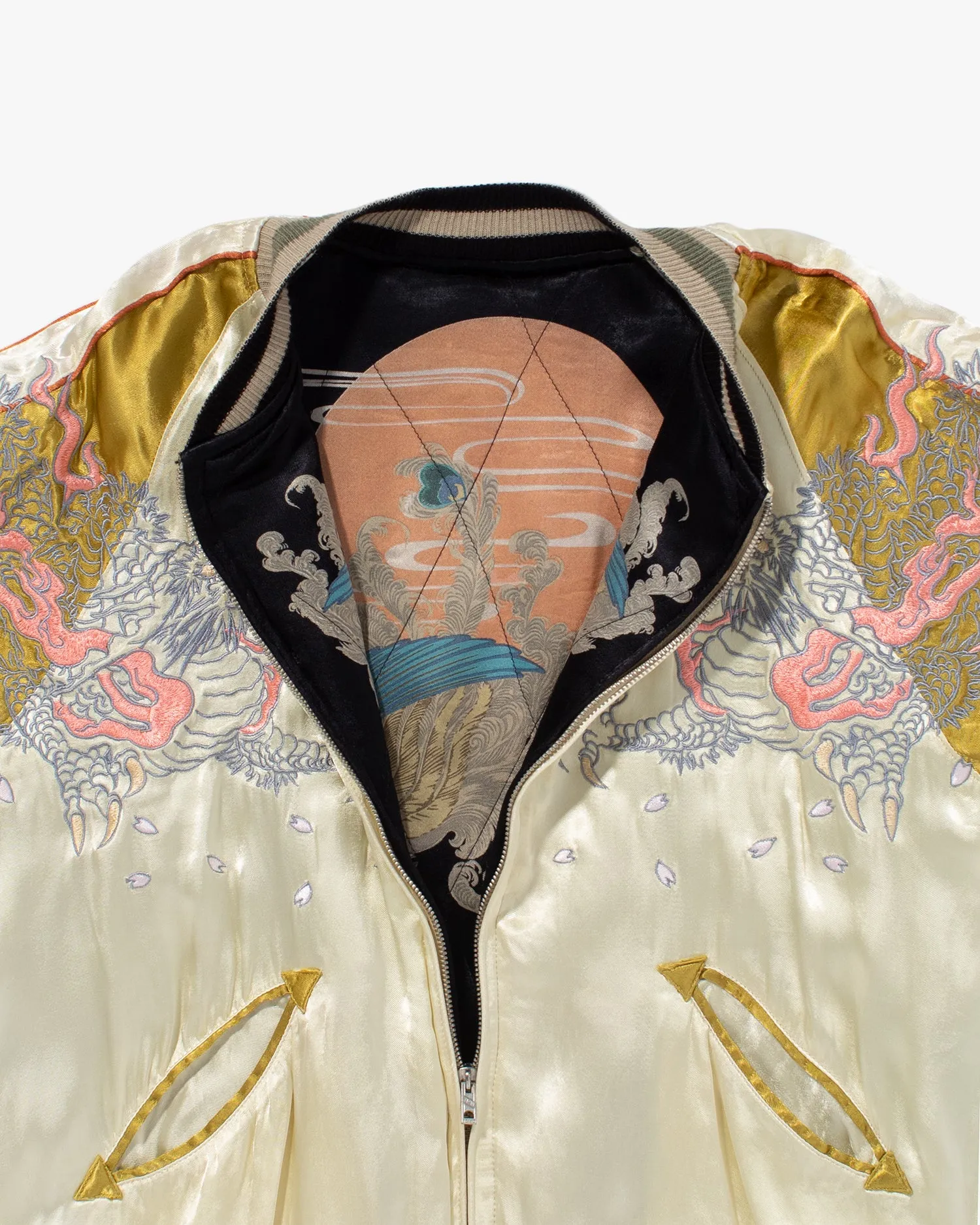 Japanese Repro Souvenir Jacket, Reversible, Gold with Dragon - M