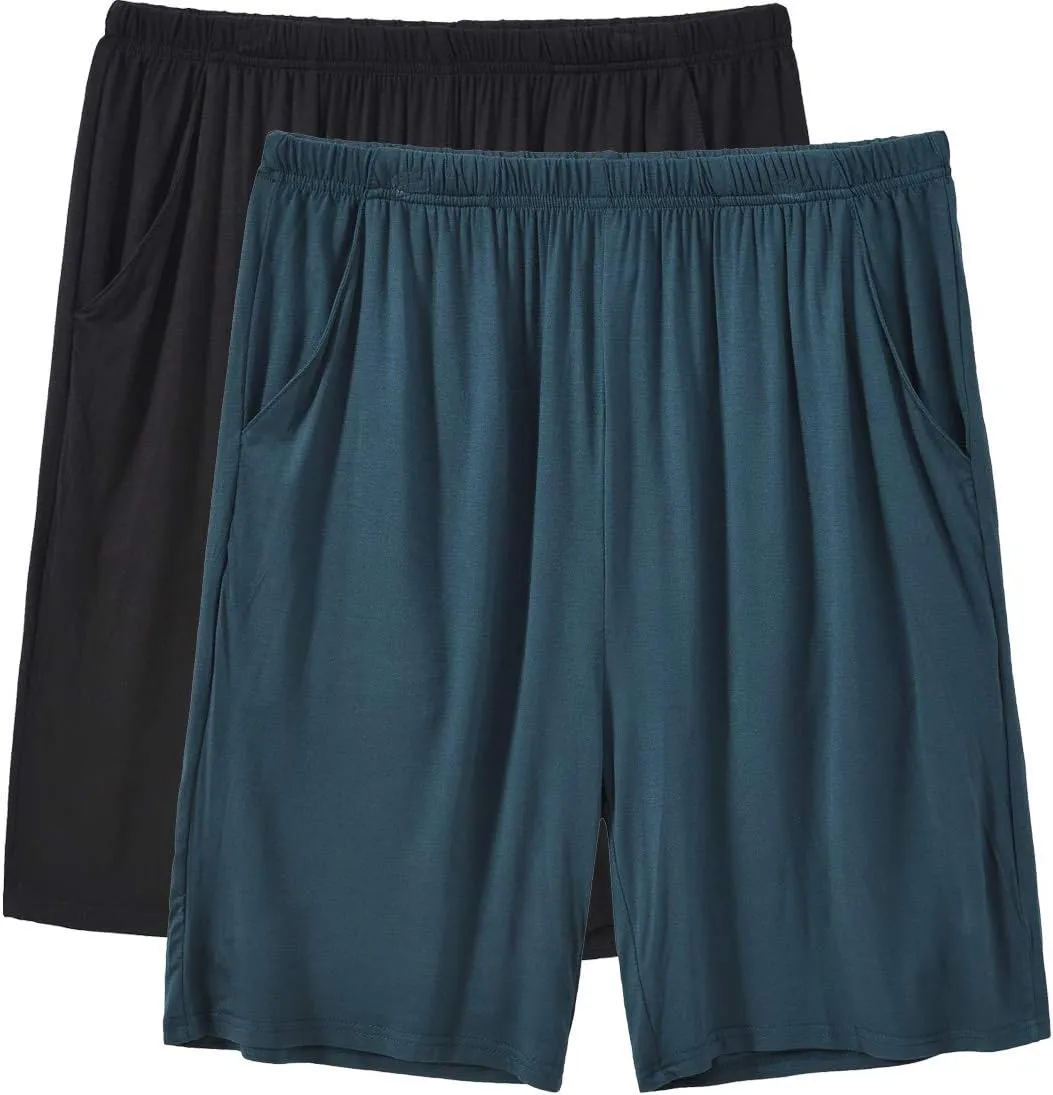 JINSHI Mens Pajama Shorts Soft Comfortable Lightweight Elastic Drawstring Men Lounge Sleep Shorts with Pockets