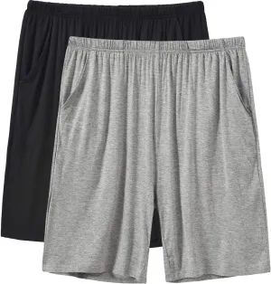 JINSHI Mens Pajama Shorts Soft Comfortable Lightweight Elastic Drawstring Men Lounge Sleep Shorts with Pockets